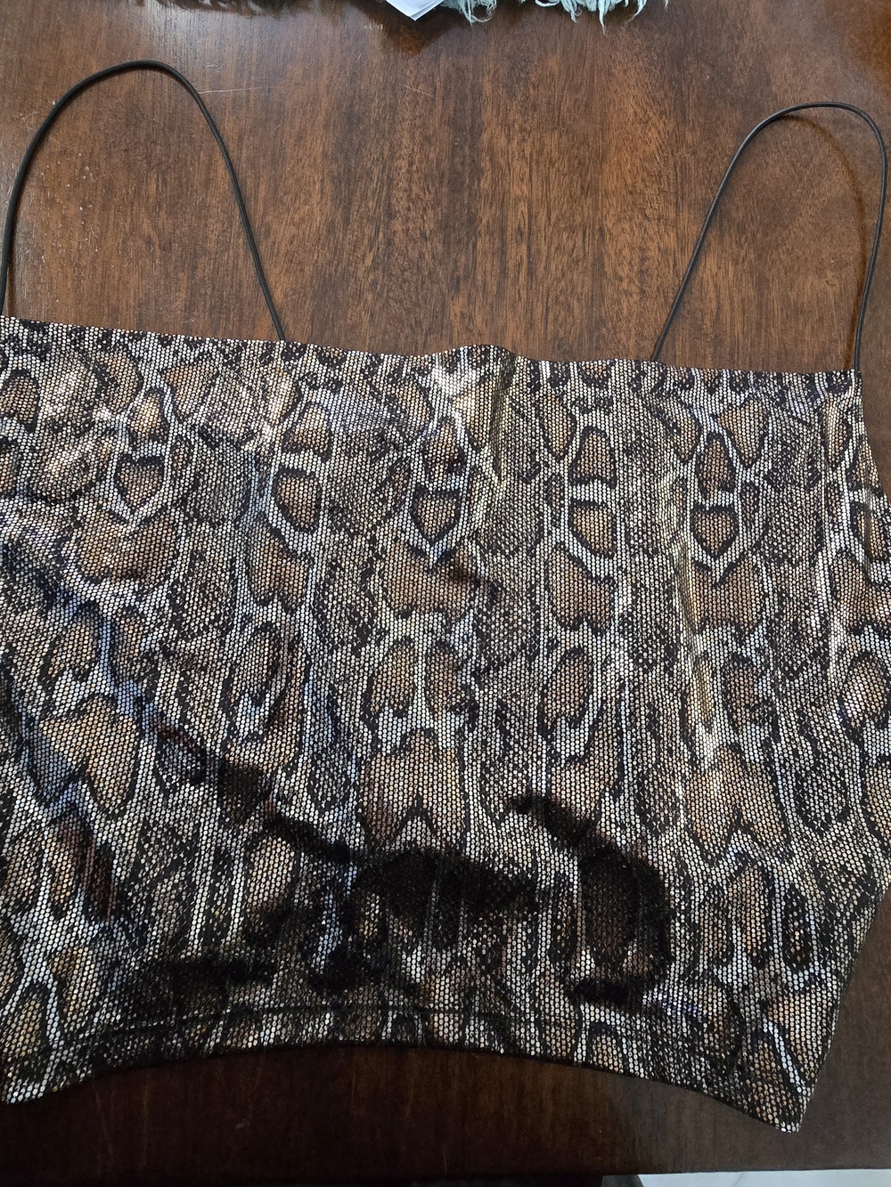 SHEIN Brown and Black Snake Print Cropped Tank Top